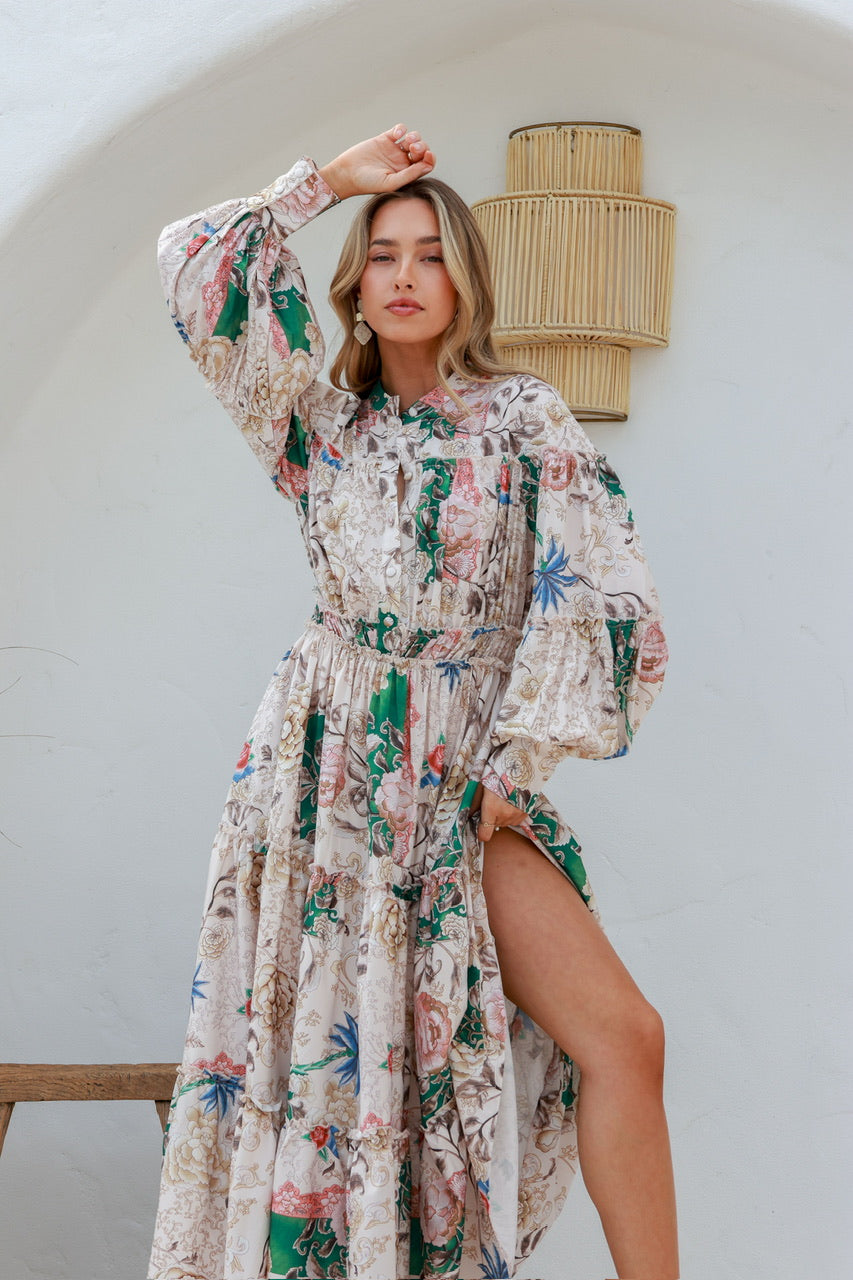 St Germain lux bohoeme patchwork maxi dress