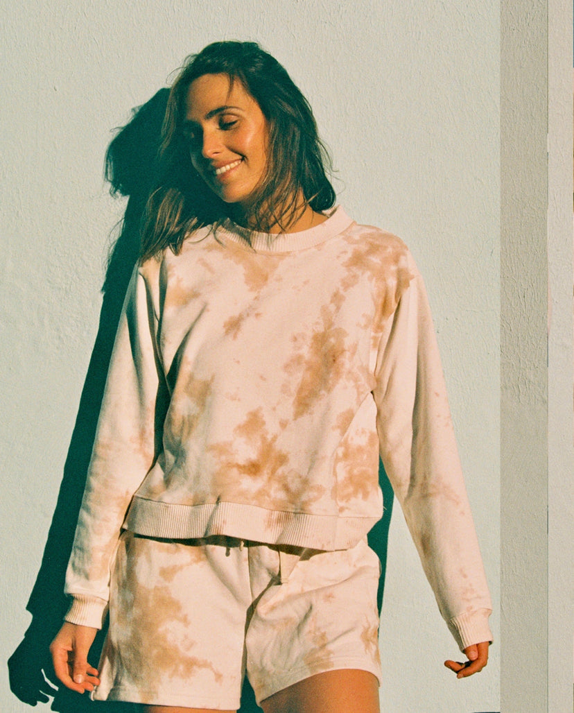 Joey Sweatshirt - Organic Cotton - Tan Tie-Dye