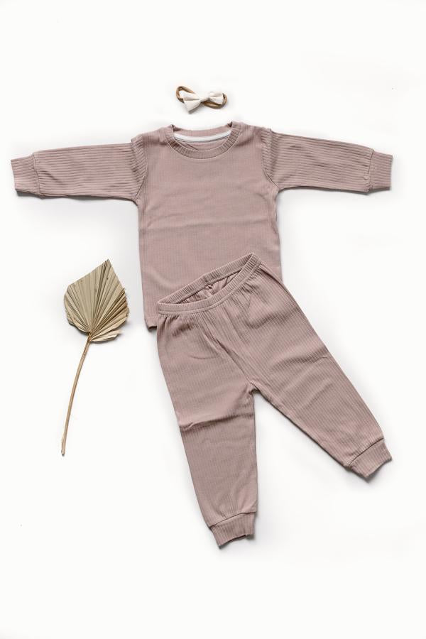 Baby Ribbed Set - Pale Mauve