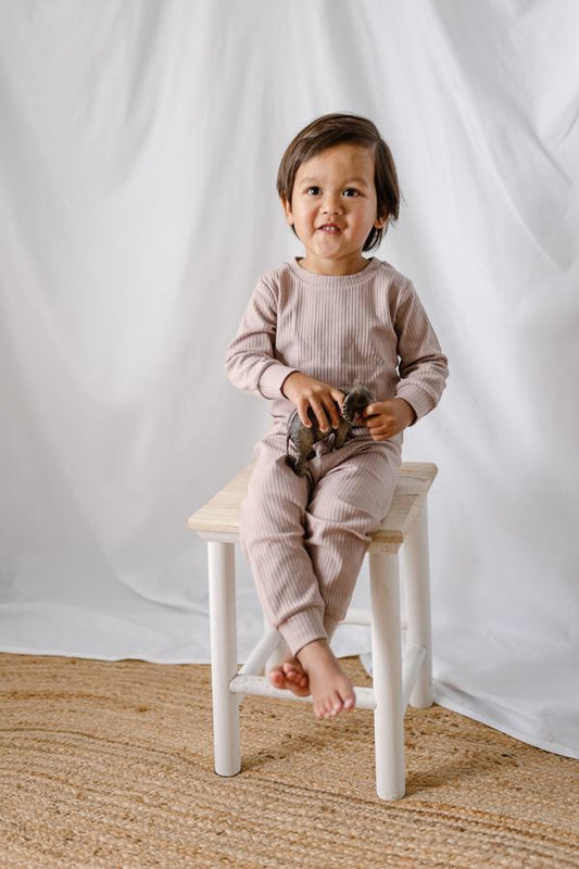 Baby Ribbed Set - Pale Mauve