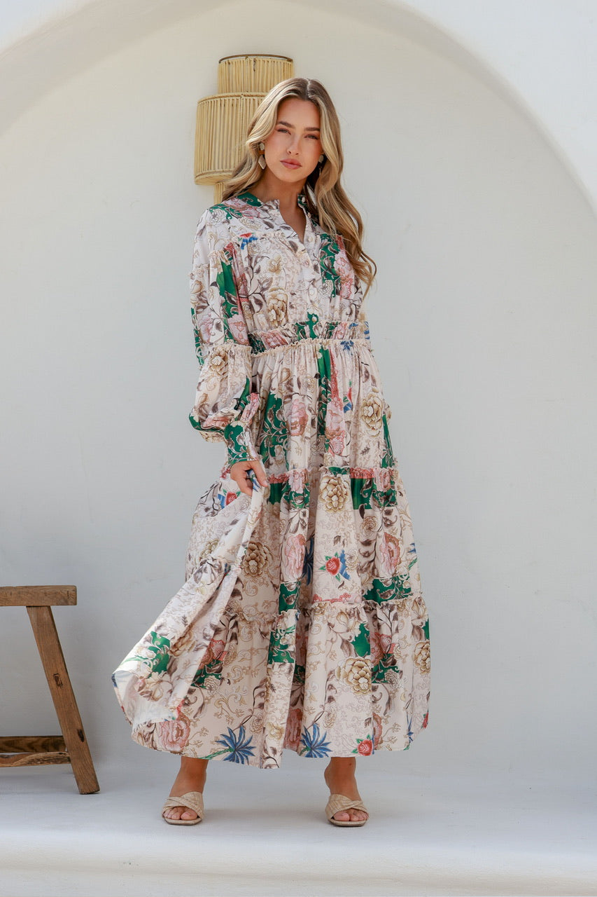 St Germain lux bohoeme patchwork maxi dress