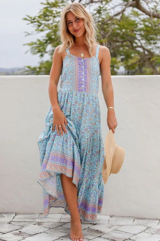 San Jose Luna Sky Tiered Maxi Dress